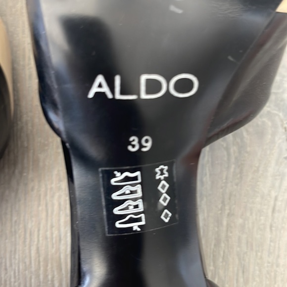 Aldo Black and Cream Stripe Peep Toe Stiletto-39(8.5) - Picture 8 of 12